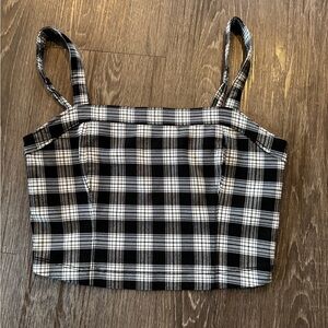 Hollister Black & White Plaid Cropped Tank